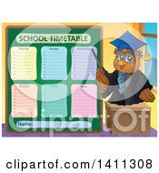 Clipart Of A School Timetable With A Professor Owl Royalty Free Vector Illustration