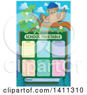 School Timetable With A Professor Owl