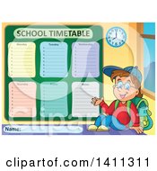 Poster, Art Print Of School Timetable With A Boy