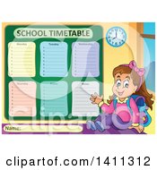 Clipart Of A School Timetable With A Girl Royalty Free Vector Illustration