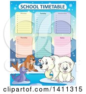 Poster, Art Print Of School Timetable With Arctic Animals
