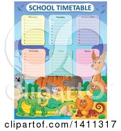 Poster, Art Print Of School Timetable With Australian Animals