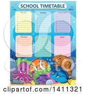Poster, Art Print Of School Timetable With Sea Creatures