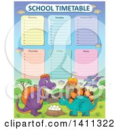 Clipart Of A School Timetable With Dinosaurs Royalty Free Vector Illustration