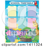 Poster, Art Print Of School Timetable With African Animals