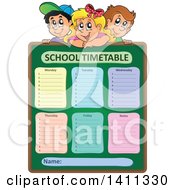 Poster, Art Print Of School Children Over A Timetable