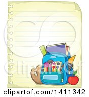 Poster, Art Print Of Sheet Of Ruled Paper And School Backpack