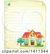 Poster, Art Print Of Sheet Of Ruled Paper And School Building