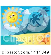 Poster, Art Print Of Happy Sun Over A Beach
