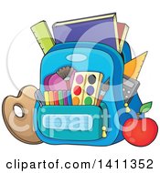 Poster, Art Print Of Backpack And School Supplies