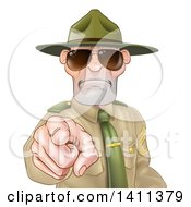 Poster, Art Print Of Tough And Angry White Male Drill Sergeant Pointing Outwards And Wearing Sunglasses