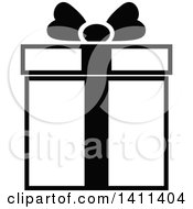 Clipart Of A Black And White Gift Icon Royalty Free Vector Illustration