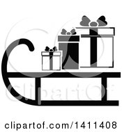 Poster, Art Print Of Black And White Sled And Christmas Gift Icon