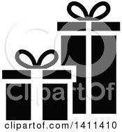 Clipart Of A Black And White Gift Icon Royalty Free Vector Illustration