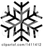 Clipart Of A Black And White Christmas Snowflake Icon Royalty Free Vector Illustration