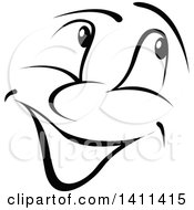 Poster, Art Print Of Black And White Cartoon Happy Face