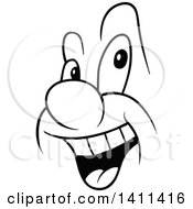 Poster, Art Print Of Black And White Cartoon Happy Face