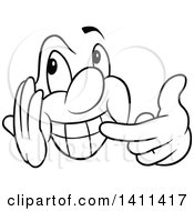 Poster, Art Print Of Black And White Cartoon Happy Face