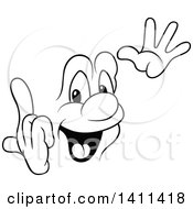 Poster, Art Print Of Black And White Cartoon Happy Face
