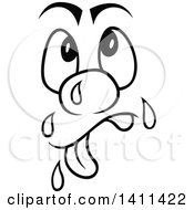 Poster, Art Print Of Black And White Cartoon Nervous Face