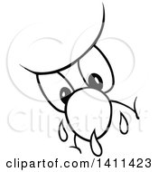 Clipart Of A Black And White Cartoon Nervous Face Royalty Free Vector Illustration