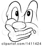 Clipart Of A Black And White Cartoon Thinking Face Royalty Free Vector Illustration