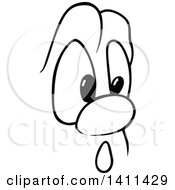 Poster, Art Print Of Black And White Cartoon Worried Face