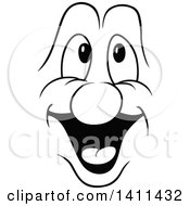 Poster, Art Print Of Black And White Cartoon Happy Face