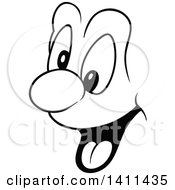 Poster, Art Print Of Black And White Cartoon Happy Face