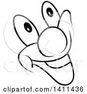 Poster, Art Print Of Black And White Cartoon Happy Face