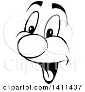 Poster, Art Print Of Black And White Cartoon Happy Face