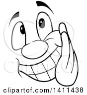 Poster, Art Print Of Black And White Cartoon Happy Face