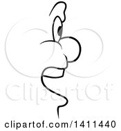 Clipart Of A Black And White Cartoon Happy Face Royalty Free Vector Illustration