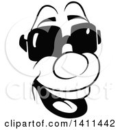 Clipart Of A Black And White Cartoon Happy Face Royalty Free Vector Illustration by dero