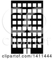 Clipart Of A Black And White Urban Building Icon Royalty Free Vector Illustration