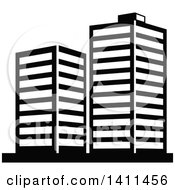 Clipart Of A Black And White Urban Building Icon Royalty Free Vector Illustration by dero