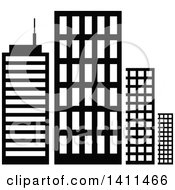 Clipart Of A Black And White Urban Building Icon Royalty Free Vector Illustration by dero