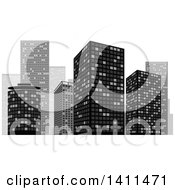 Poster, Art Print Of Grayscale Urban City Skyline