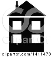 Clipart Of A Black And White House Icon Royalty Free Vector Illustration