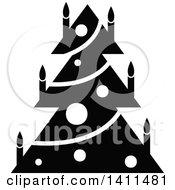 Clipart Of A Black And White Christmas Tree Icon Royalty Free Vector Illustration