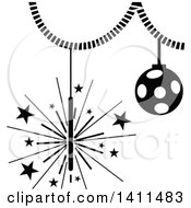 Clipart Of A Black And White Christmas Bauble Icon Royalty Free Vector Illustration