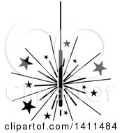 Clipart Of A Black And White Christmas Burst Icon Royalty Free Vector Illustration