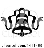 Clipart Of A Black And White Christmas Bell Icon Royalty Free Vector Illustration