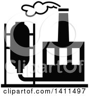 Clipart Of A Black And White Factory Building Icon Royalty Free Vector Illustration