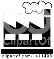 Clipart Of A Black And White Factory Building Icon Royalty Free Vector Illustration by dero