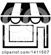 Clipart Of A Black And White Shop Building Icon Royalty Free Vector Illustration