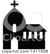 Clipart Of A Black And White Church Building Icon Royalty Free Vector Illustration by dero