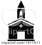 Clipart Of A Black And White Church Building Icon Royalty Free Vector Illustration