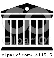 Clipart Of A Black And White Building Icon Royalty Free Vector Illustration