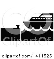 Clipart Of A Black And White Harbor Icon Royalty Free Vector Illustration